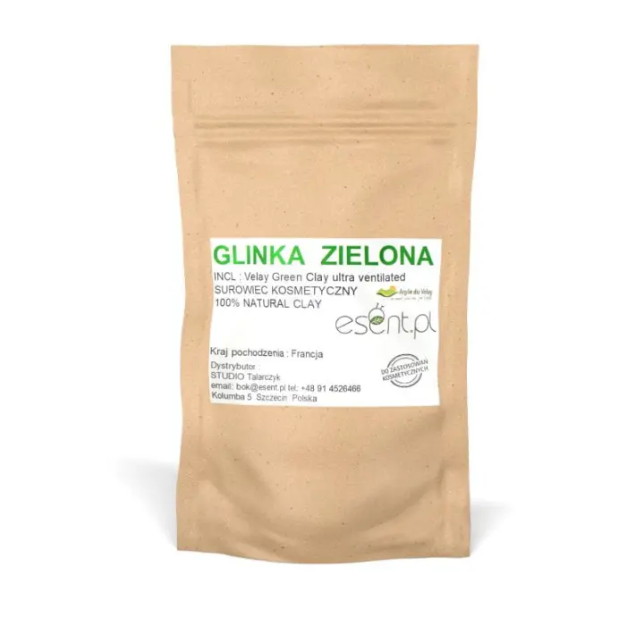 żółta saszetka z preparatem glinka zielona