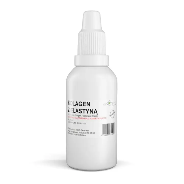 Białe opakowanie butelka kolagen z elastyną 30 ml