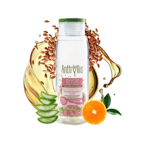 Szampon do częstego mycia włosów, keratyna roślinna i len, COSMOS ORGANIC, 300 ml, Anthyllis